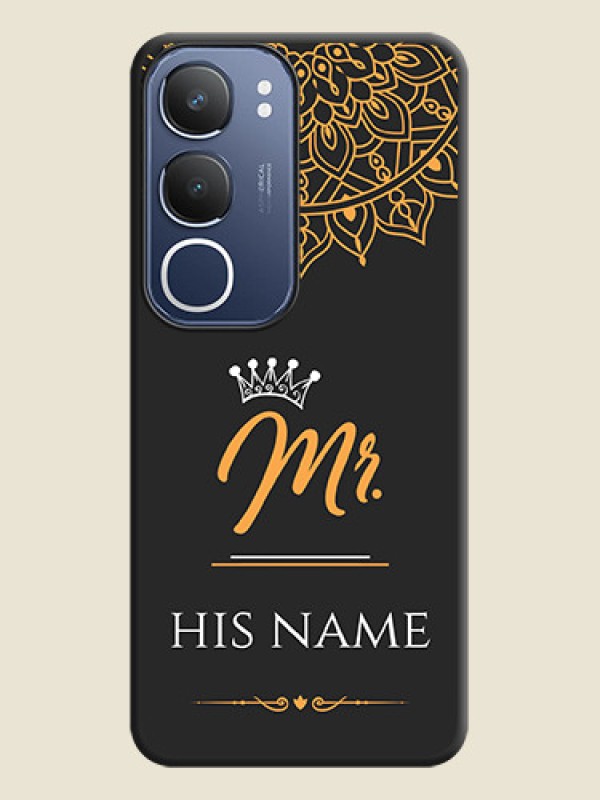 Custom Mr Name with Floral Design On Space Black Custom Soft Matte Mobile Back Cover - iQOO Z10 Lite - alternate view