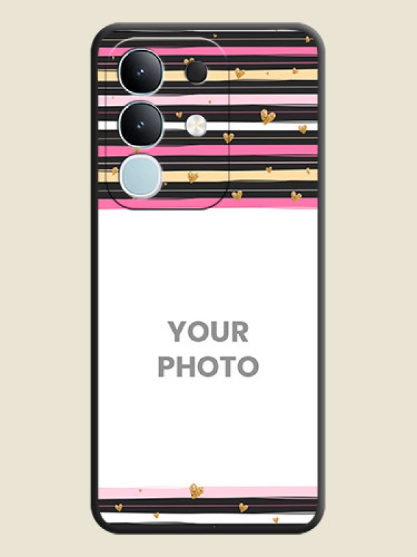 Custom Multicolor Lines and Golden Love Symbols Design on Photo On Space Black Custom Soft Matte Mobile Back Cover - iQOO Z10x 5G - alternate view