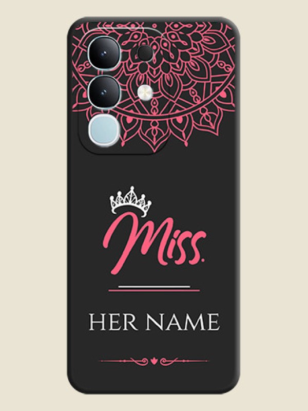 Custom Mrs Name with Floral Design On Space Black Custom Soft Matte Mobile Back Cover - iQOO Z10x 5G - alternate view