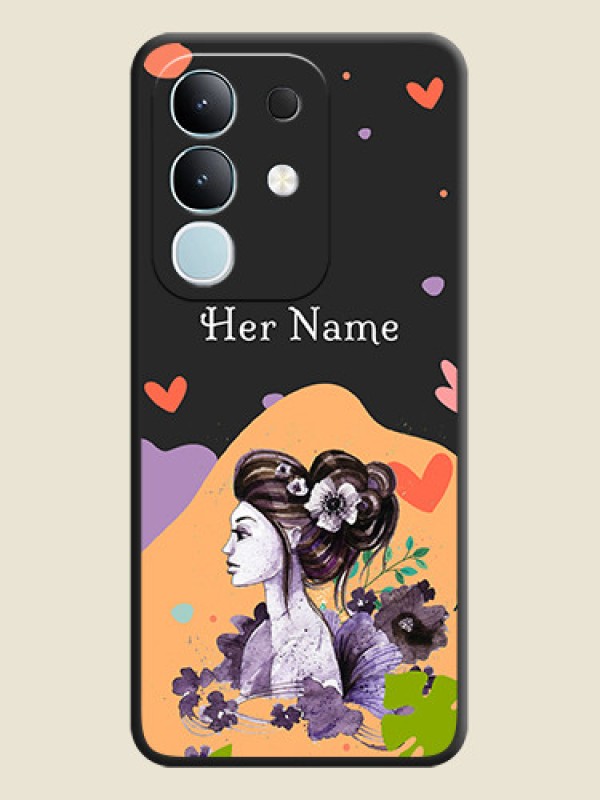 Custom Namecase For Her With Fancy Lady Image On Space Black Custom Soft Matte Mobile Back Cover - iQOO Z10x 5G - alternate view