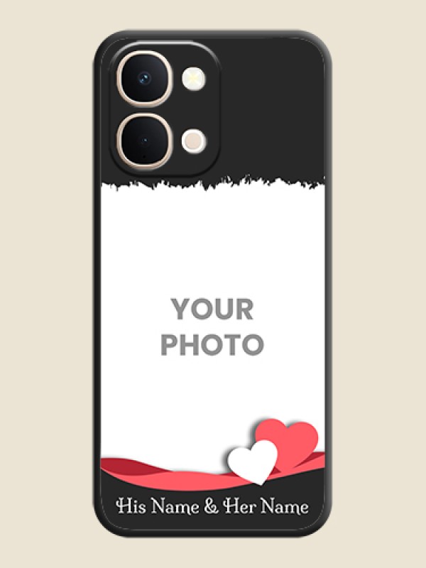 Custom Pin Color Love Shaped Ribbon Design with Text On Space Black Custom Soft Matte Mobile Back Cover - iQOO Z11X 5G - alternate view