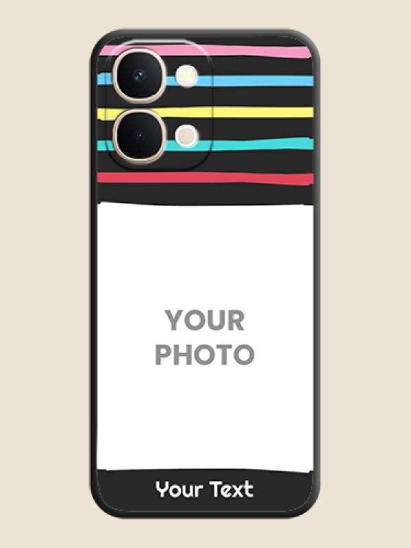 Custom Multicolor Lines with Image On Space Black Custom Soft Matte Mobile Back Cover - iQOO Z11X 5G - alternate view
