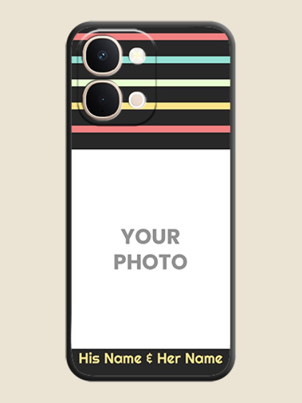 Custom Color Stripes with Photo and Text on Photo On Space Black Custom Soft Matte Mobile Back Cover - iQOO Z11X 5G - alternate view
