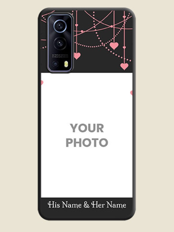 Custom Pink Love Hangings with Text on Space Black Custom Soft Matte Back Cover - iQOO Z3 5G - alternate view
