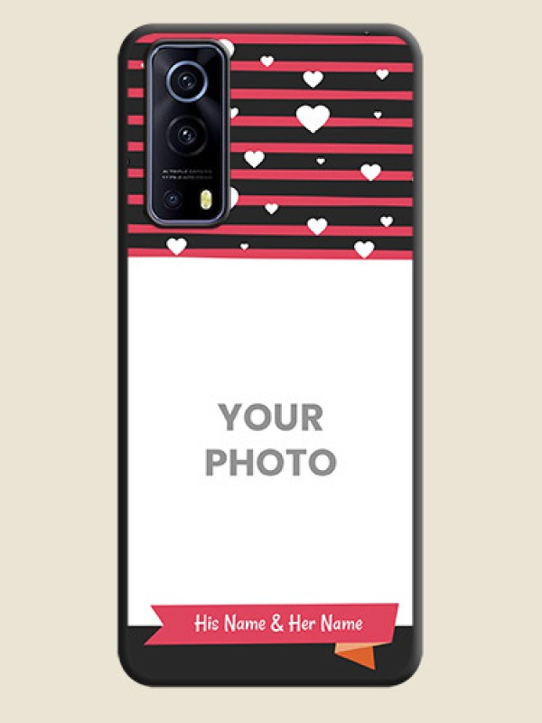 Custom White Color Love Symbols with Pink Lines Pattern on Space Black Custom Soft Matte Phone Cases - iQOO Z3 5G - alternate view