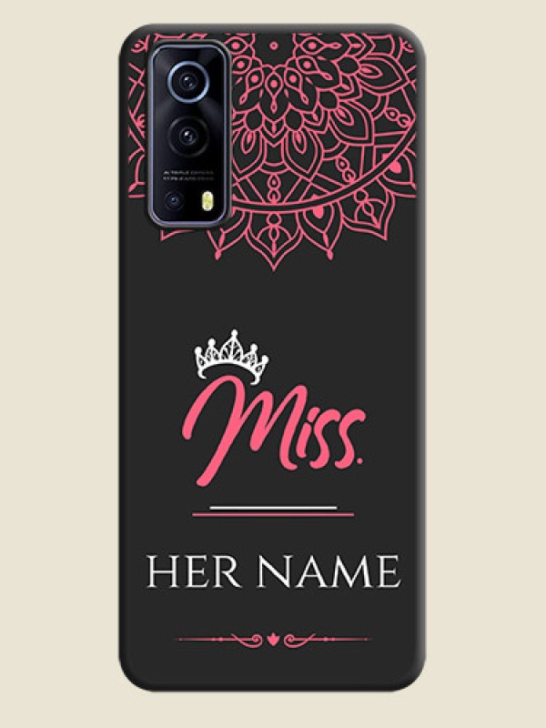 Custom Mrs Name with Floral Design on Space Black Personalized Soft Matte Phone Covers - iQOO Z3 5G - alternate view