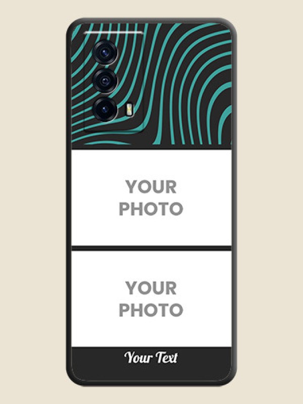 Custom Wave Pattern with 2 Image Holder on Space Black Personalized Soft Matte Phone Covers - iQOO Z5 5G - alternate view