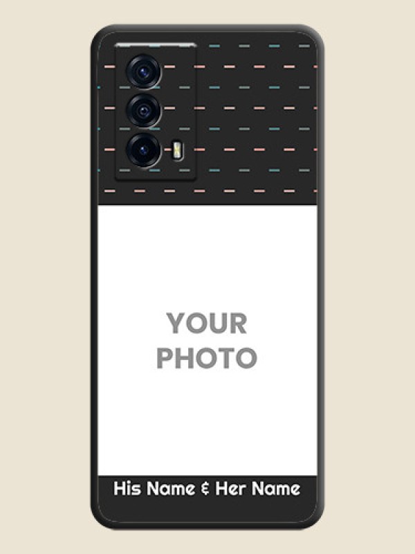 Custom Line Pattern Design with Text on Space Black Custom Soft Matte Phone Back Cover - iQOO Z5 5G - alternate view