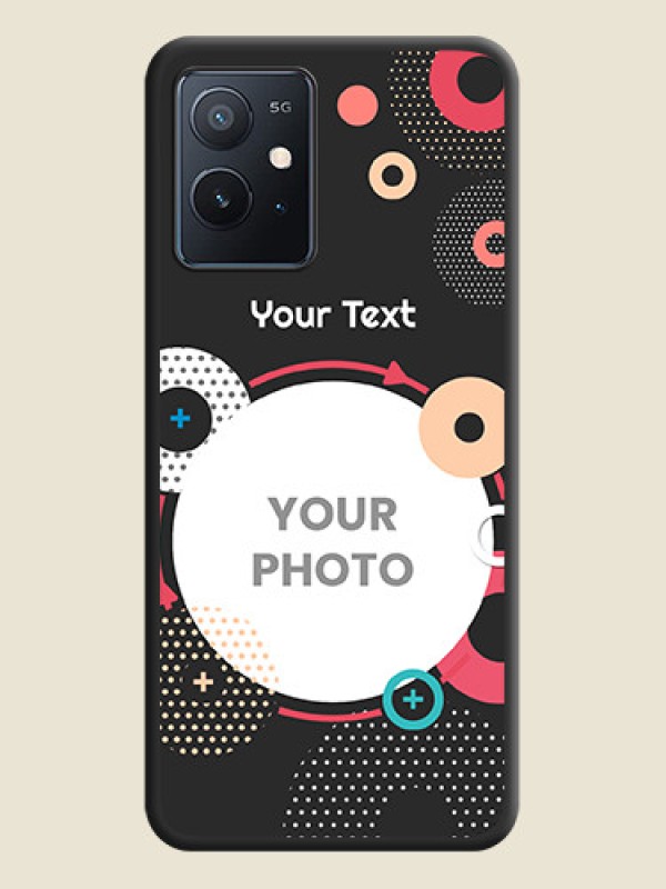 Custom Multicoloured Round Image on Personalised Space Black Soft Matte Cases - iQOO Z6 5G - alternate view