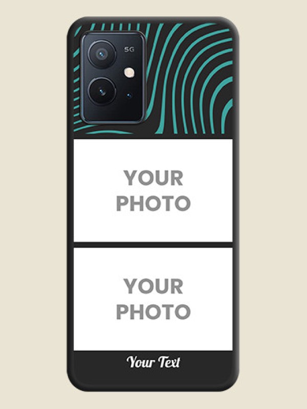 Custom Wave Pattern with 2 Image Holder on Space Black Personalized Soft Matte Phone Covers - iQOO Z6 5G - alternate view