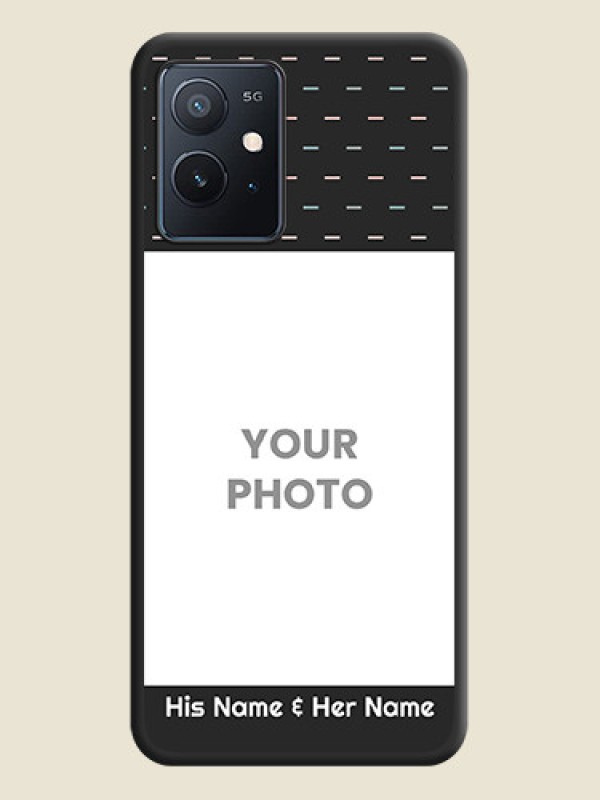 Custom Line Pattern Design with Text on Space Black Custom Soft Matte Phone Back Cover - iQOO Z6 5G - alternate view