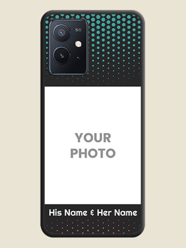 Custom Faded Dots with Grunge Photo Frame and Text on Space Black Custom Soft Matte Phone Cases - iQOO Z6 5G - alternate view