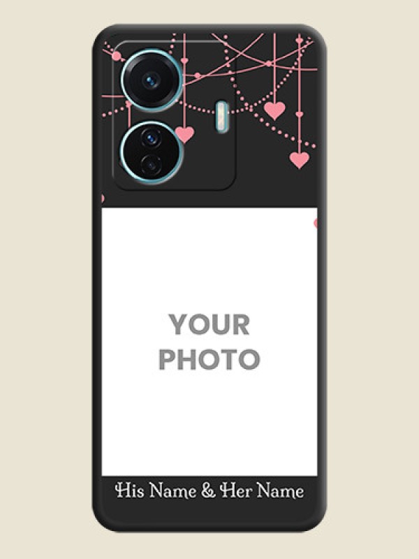 Custom Pink Love Hangings with Text on Space Black Custom Soft Matte Back Cover - iQOO Z6 Pro 5G - alternate view