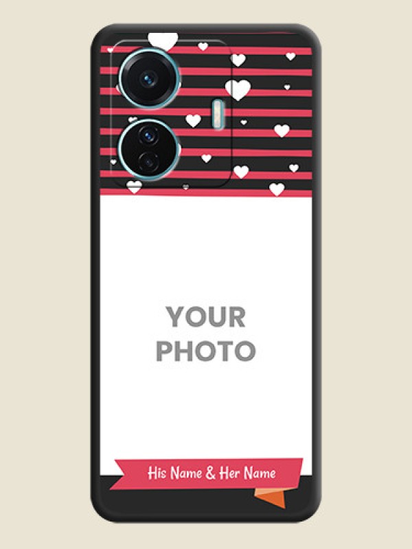 Custom White Color Love Symbols with Pink Lines Pattern on Space Black Custom Soft Matte Phone Cases - iQOO Z6 Pro 5G - alternate view