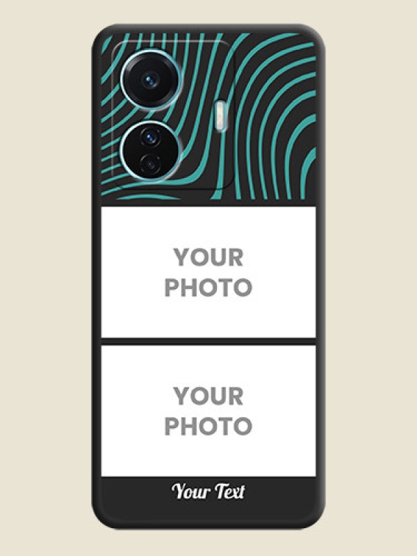 Custom Wave Pattern with 2 Image Holder on Space Black Personalized Soft Matte Phone Covers - iQOO Z6 Pro 5G - alternate view
