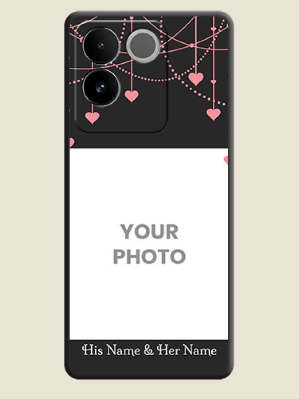 Custom Pink Love Hangings with Text on Space Black Custom Soft Matte Back Cover - iQOO Z7 Pro 5G - alternate view