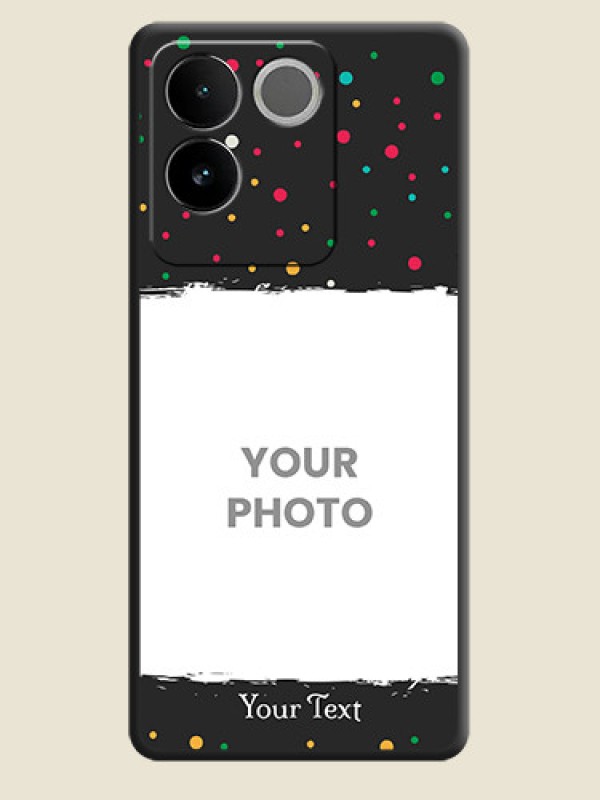 Custom Multicolor Dotted Pattern with Text on Space Black Custom Soft Matte Phone Back Cover - iQOO Z7 Pro 5G - alternate view