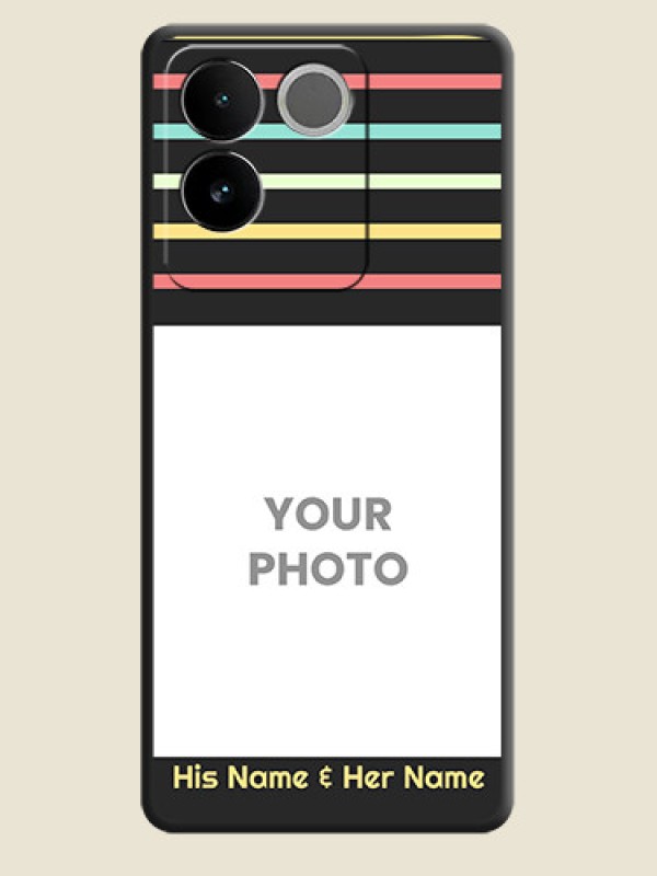 Custom Color Stripes with Photo and Text - Photo on Space Black Soft Matte Mobile Case - iQOO Z7 Pro 5G - alternate view
