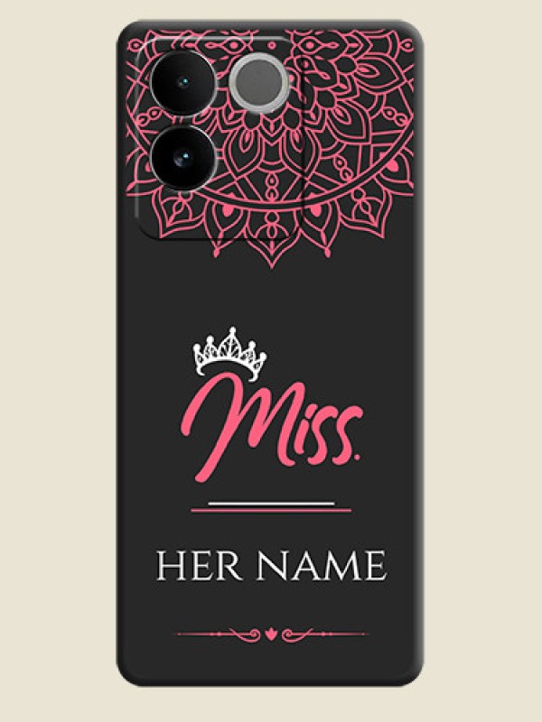 Custom Mrs Name with Floral Design on Space Black Personalized Soft Matte Phone Covers - iQOO Z7 Pro 5G - alternate view