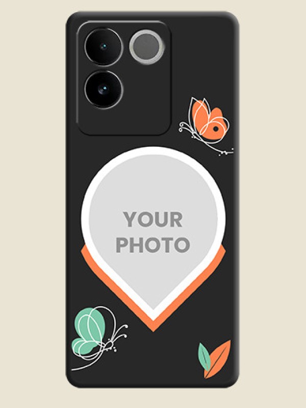 Custom Upload Pic With Simple Butterly Design On Space Black Personalized Soft Matte Phone Covers - iQOO Z7 Pro 5G - alternate view
