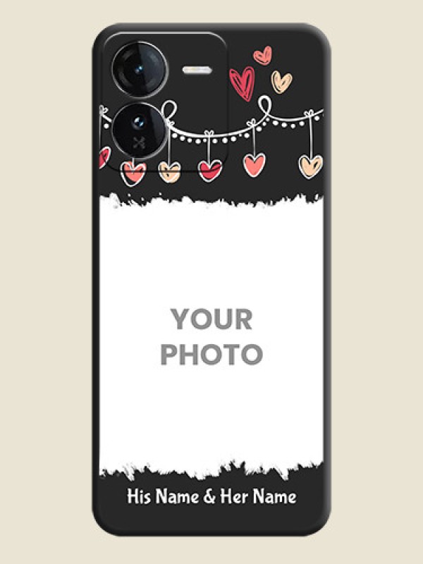 Custom Pink Love Hangings with Name On Space Black Custom Soft Matte Mobile Back Cover - iQOO Z9 5G - alternate view