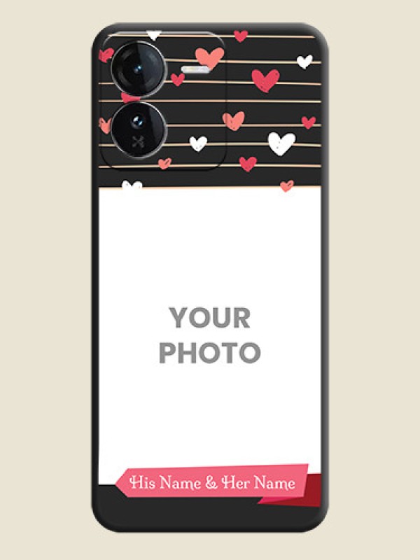 Custom Love Pattern with Name on Pink Ribbon on Photo On Space Black Custom Soft Matte Mobile Back Cover - iQOO Z9 5G - alternate view