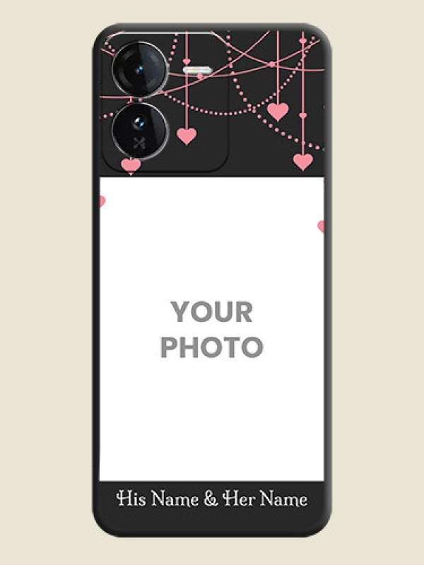 Custom Pink Love Hangings with Text On Space Black Custom Soft Matte Mobile Back Cover - iQOO Z9 5G - alternate view