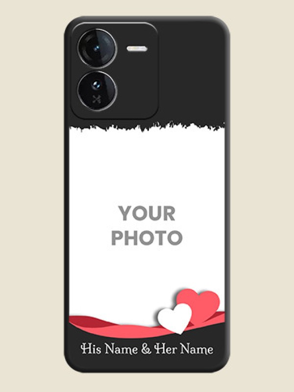 Custom Pin Color Love Shaped Ribbon Design with Text On Space Black Custom Soft Matte Mobile Back Cover - iQOO Z9 5G - alternate view