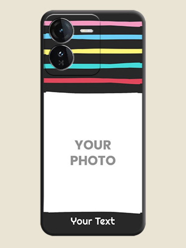 Custom Multicolor Lines with Image On Space Black Custom Soft Matte Mobile Back Cover - iQOO Z9 5G - alternate view