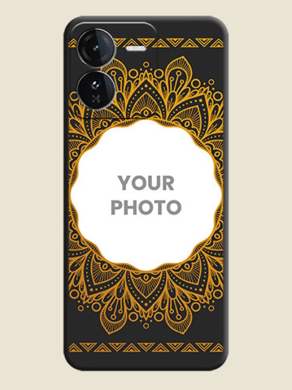 Custom Round Image with Floral Design On Space Black Custom Soft Matte Mobile Back Cover - iQOO Z9 5G - alternate view