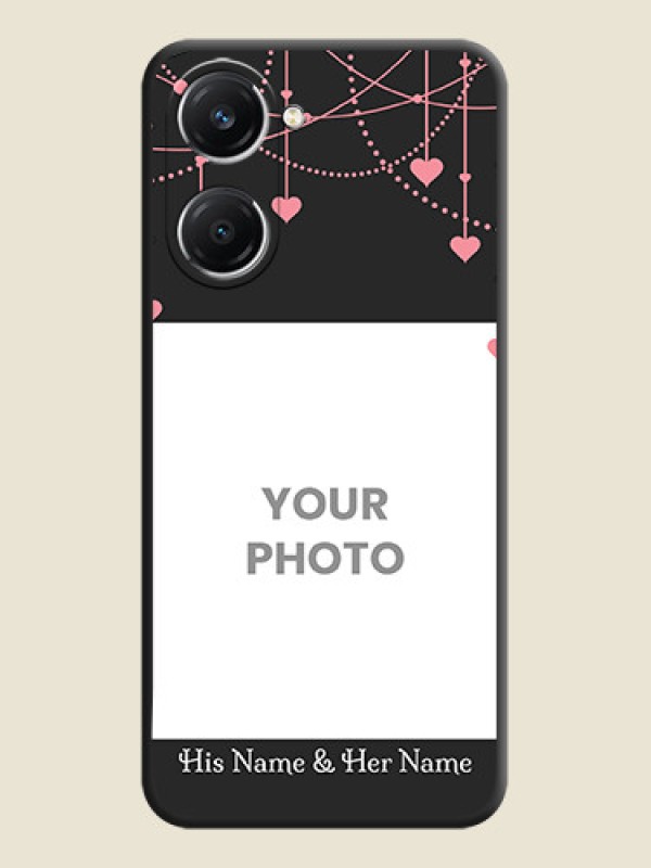 Custom Pink Love Hangings with Text On Space Black Custom Soft Matte Mobile Back Cover - iQOO Z9 Lite 5G - alternate view