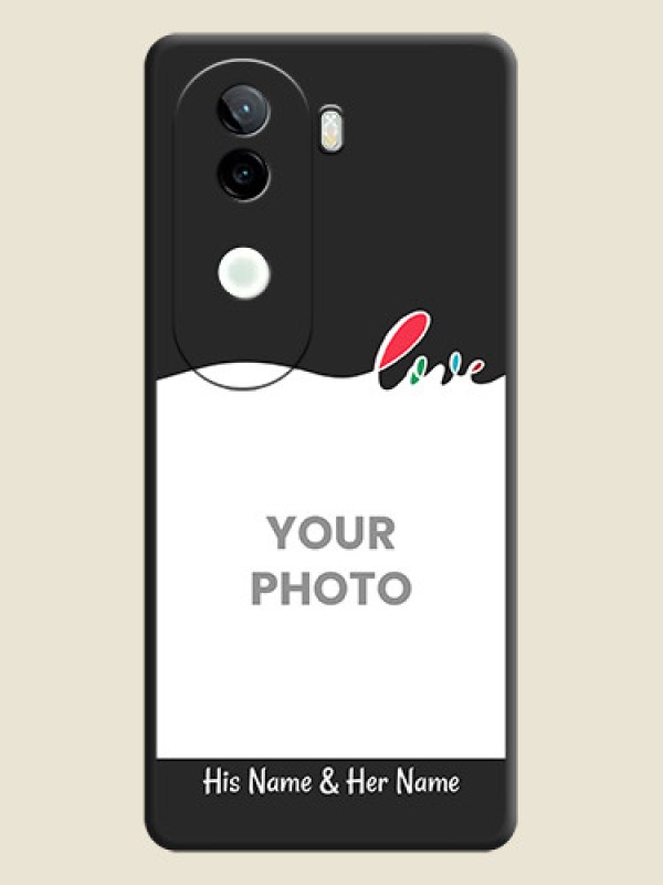 Custom Fall in Love Pattern with Picture on Photo On Space Black Custom Soft Matte Mobile Back Cover - iQOO Z9s 5G - alternate view