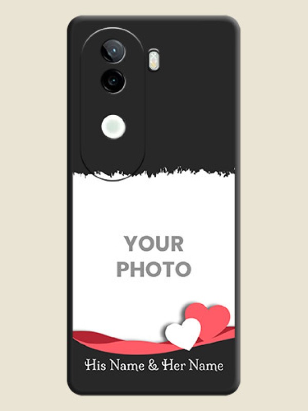 Custom Pin Color Love Shaped Ribbon Design with Text On Space Black Custom Soft Matte Mobile Back Cover - iQOO Z9s 5G - alternate view