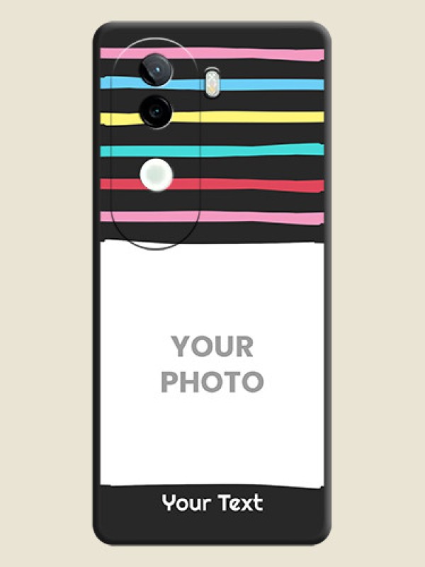 Custom Multicolor Lines with Image On Space Black Custom Soft Matte Mobile Back Cover - iQOO Z9s 5G - alternate view