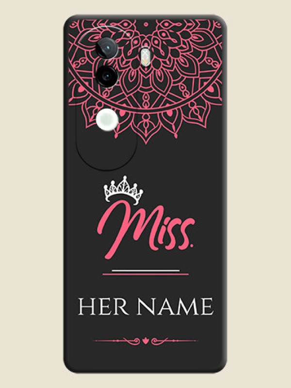 Custom Mrs Name with Floral Design On Space Black Custom Soft Matte Mobile Back Cover - iQOO Z9s 5G - alternate view