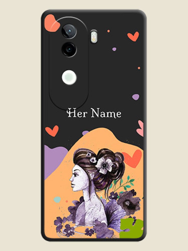Custom Namecase For Her With Fancy Lady Image On Space Black Custom Soft Matte Mobile Back Cover - iQOO Z9s 5G - alternate view