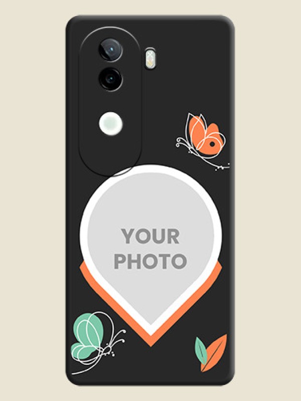 Custom Upload Pic With Simple Butterly Design On Space Black Custom Soft Matte Mobile Back Cover - iQOO Z9s 5G - alternate view