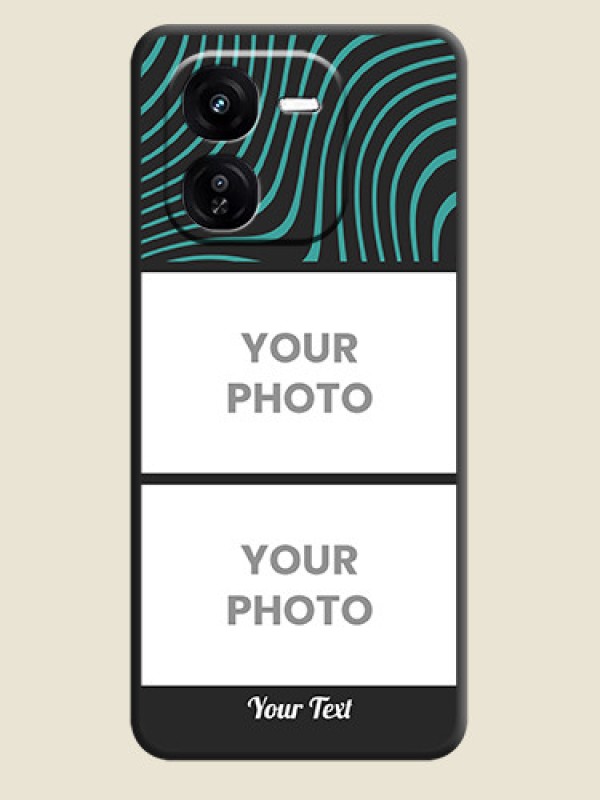 Custom Wave Pattern with 2 Image Holder On Space Black Custom Soft Matte Mobile Back Cover - iQOO Z9X 5G - alternate view