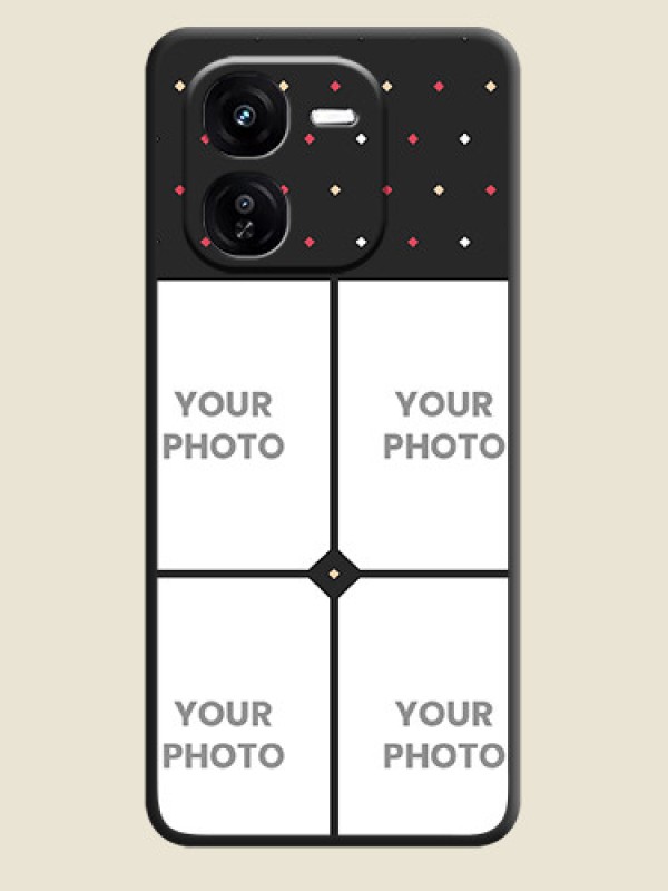 Custom Multicolor Dotted Pattern with 4 Image Holder On Space Black Custom Soft Matte Mobile Back Cover - iQOO Z9X 5G - alternate view