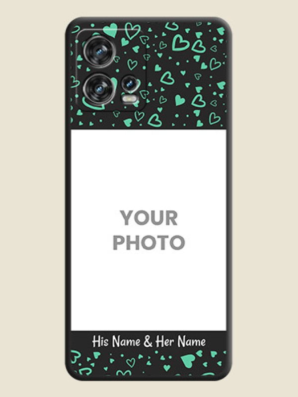 Custom Sea Green Indefinite Love Pattern on Photo on Space Black Soft Matte Mobile Cover - Motorola Edge 30 Fusion - alternate view