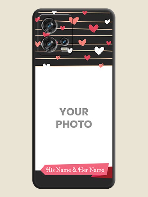 Custom Love Pattern with Name on Pink Ribbon  on Photo on Space Black Soft Matte Back Cover - Motorola Edge 30 Fusion - alternate view