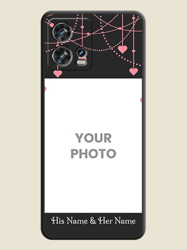 Custom Pink Love Hangings with Text on Space Black Custom Soft Matte Back Cover - Motorola Edge 30 Fusion - alternate view