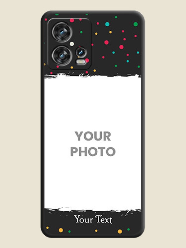 Custom Multicolor Dotted Pattern with Text on Space Black Custom Soft Matte Phone Back Cover - Motorola Edge 30 Fusion - alternate view