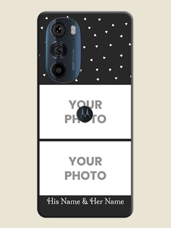 Custom Miniature Love Symbols with Name on Space Black Custom Soft Matte Back Cover - Edge 30 Pro - alternate view