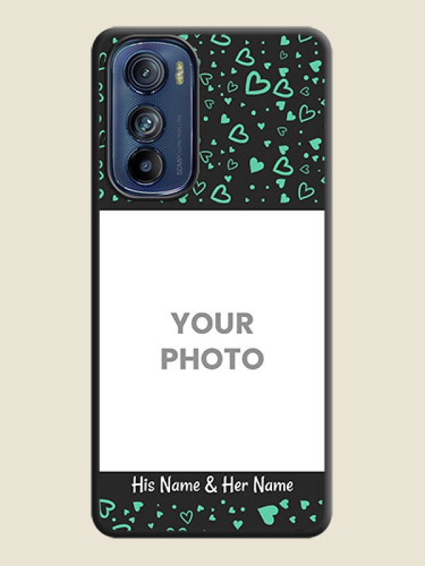 Custom Sea Green Indefinite Love Pattern on Photo on Space Black Soft Matte Mobile Cover - Motorola Edge 30 - alternate view