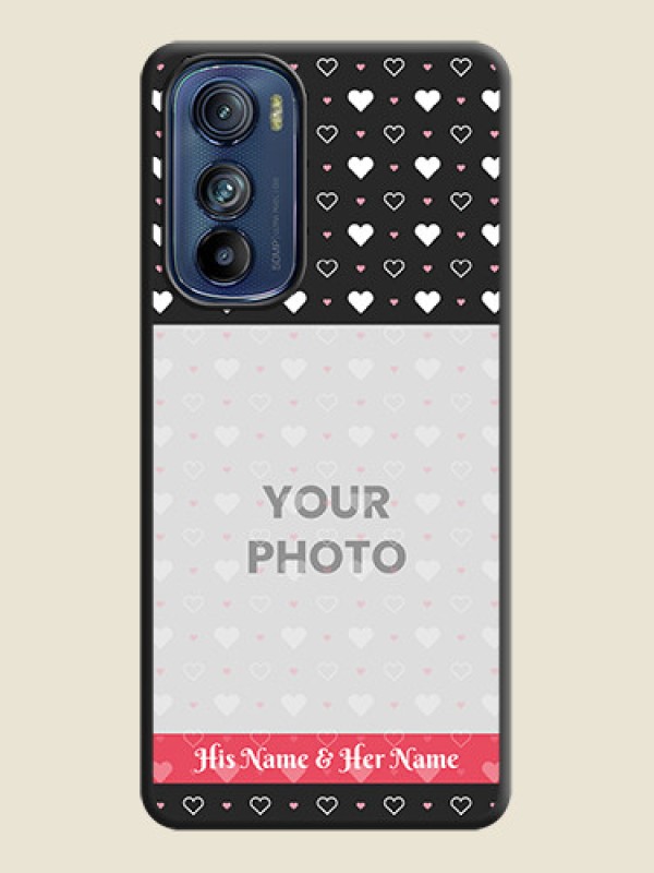 Custom White Color Love Symbols with Text Design on Photo on Space Black Soft Matte Phone Cover - Motorola Edge 30 - alternate view