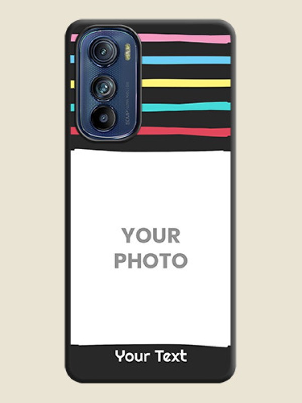 Custom Multicolor Lines with Image on Space Black Personalized Soft Matte Phone Covers - Motorola Edge 30 - alternate view