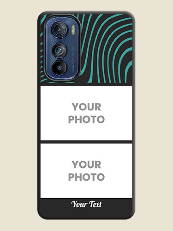Custom Wave Pattern with 2 Image Holder on Space Black Personalized Soft Matte Phone Covers - Motorola Edge 30 - alternate view