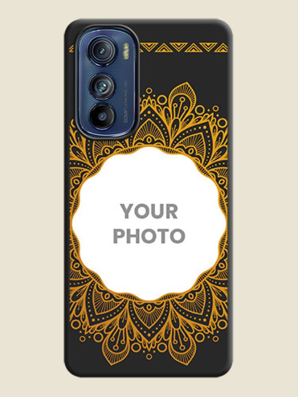 Custom Round Image with Floral Design on Photo on Space Black Soft Matte Mobile Cover - Motorola Edge 30 - alternate view