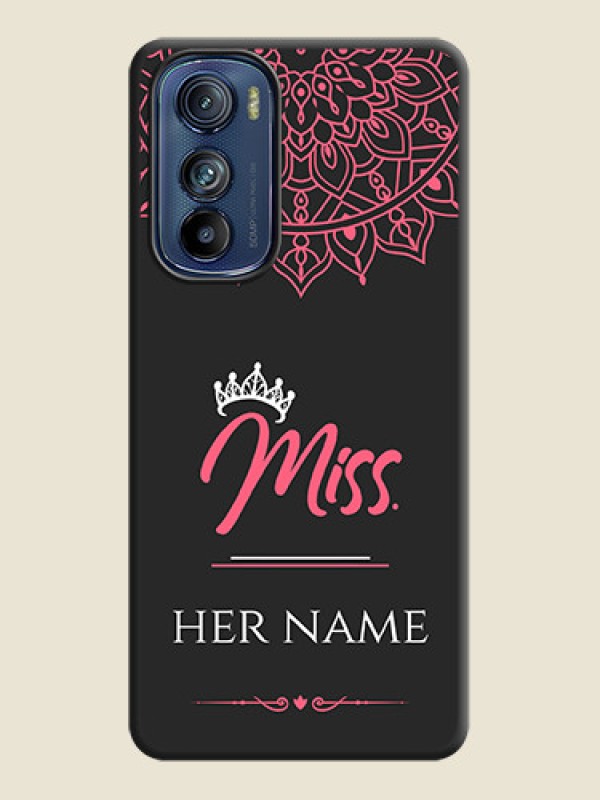 Custom Mrs Name with Floral Design on Space Black Personalized Soft Matte Phone Covers - Motorola Edge 30 - alternate view